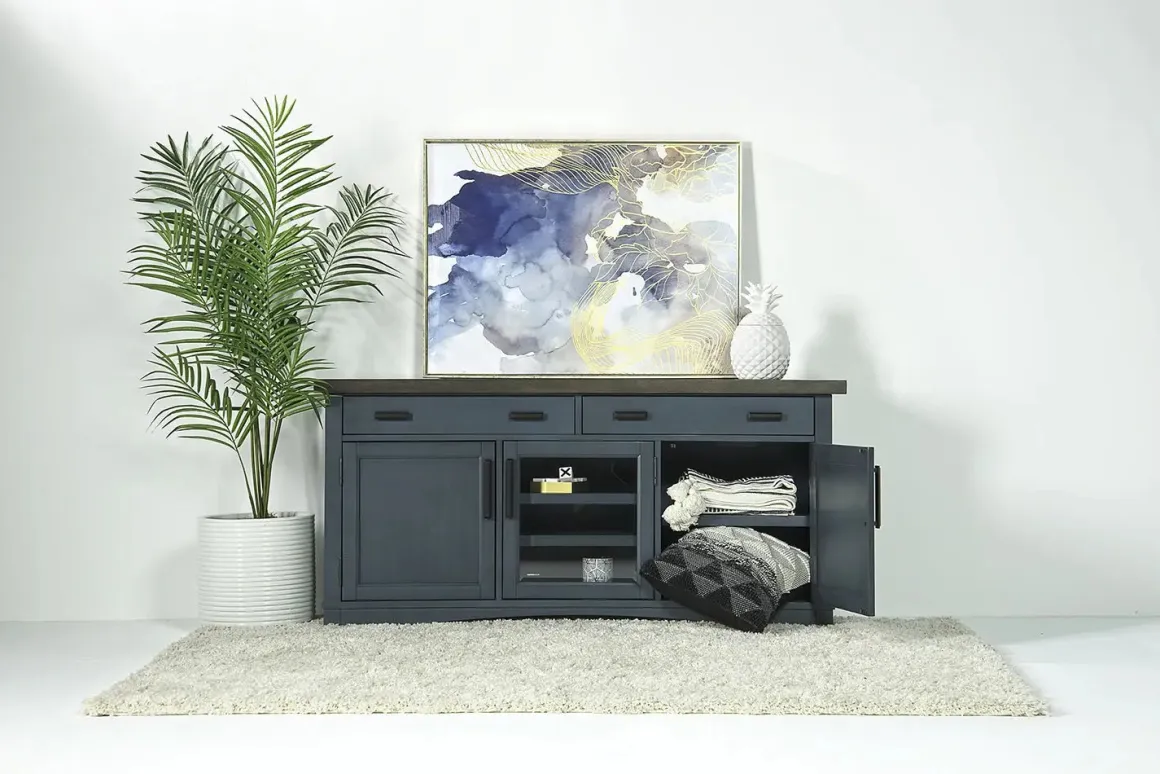 Americana Media Console In Gray, 63 Inch