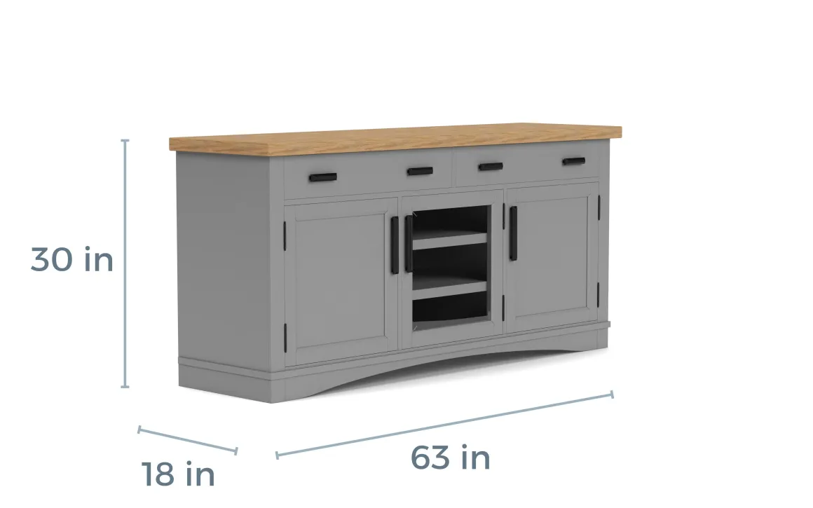 Americana Media Console In Gray, 63 Inch
