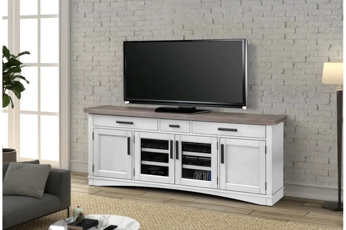 Americana Media Console In Gray, 63 Inch