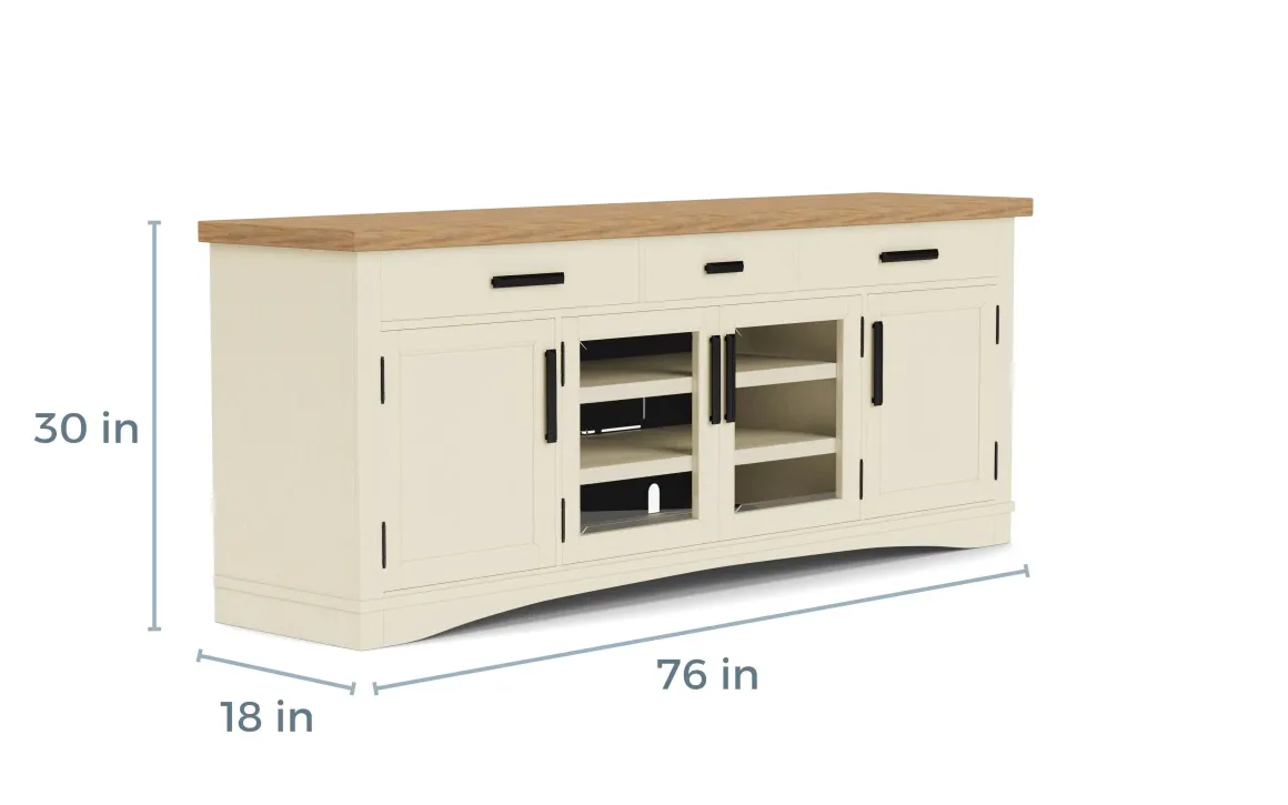 Americana Media Console In Gray, 63 Inch