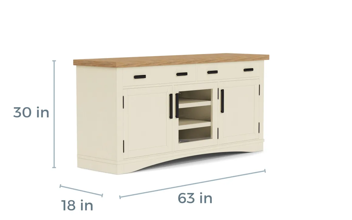 Americana Media Console In Gray, 63 Inch