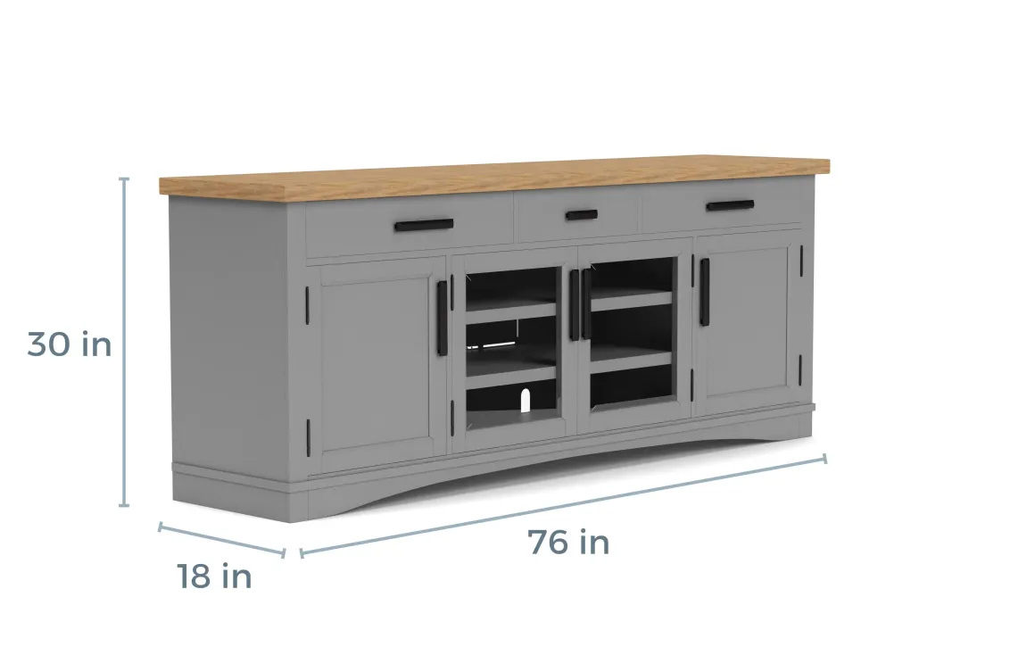Americana Media Console In Gray, 63 Inch