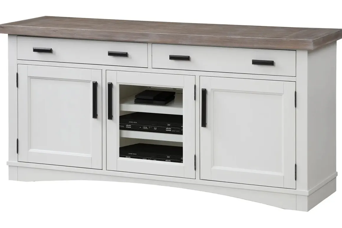 Americana Media Console In Gray, 63 Inch