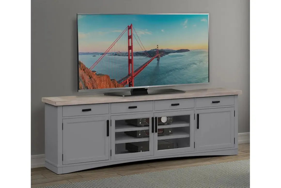 Americana Media Console In Gray, 63 Inch