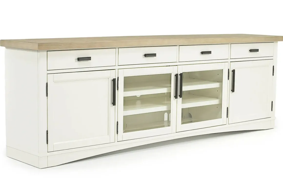 Americana Media Console In Gray, 63 Inch