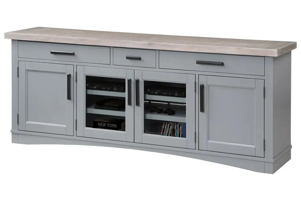 Americana Media Console In Gray, 63 Inch