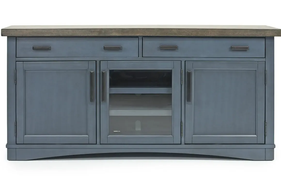 Americana Media Console In Gray, 63 Inch