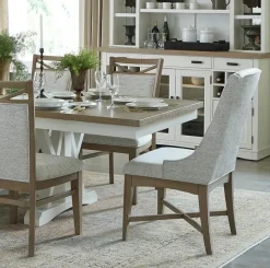 Americana Upholstered Arm Chair In Cotton, Set Of 2