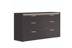 Amy Upholstered Bed W/ Storage, Dresser, Mirror & Nightstand In Dark Oak, Queen