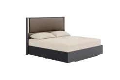 Amy Upholstered Panel Bed In Dark Oak, Queen