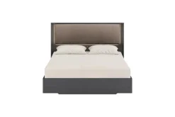 Amy Upholstered Panel Bed In Dark Oak, Queen