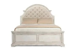 Anastasia Upholstered Panel Bed In Antique Bisque, Queen