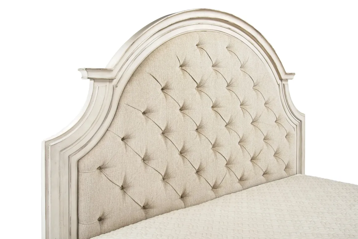 Anastasia Upholstered Panel Bed In Antique Bisque, Queen