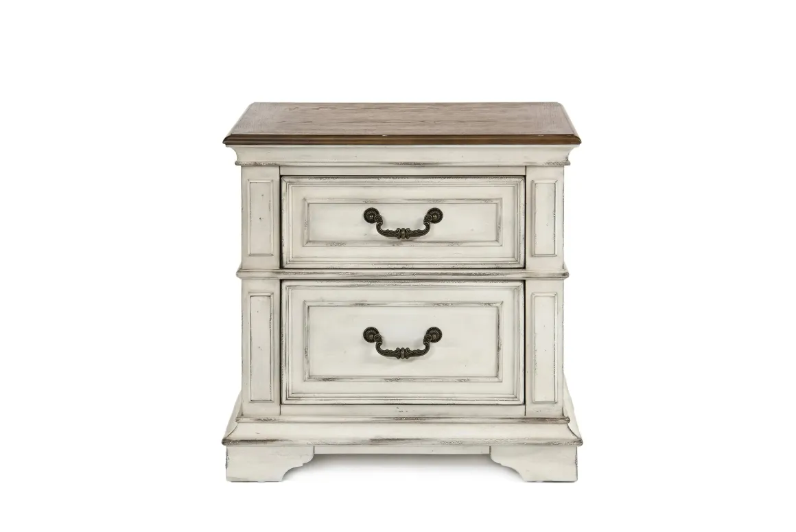 Anastasia Upholstered Panel Bed, Dresser, Mirror & Nightstand, Queen