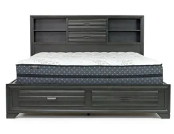 Andes Bookcase Bed W/ Storage In Charcoal, Twin