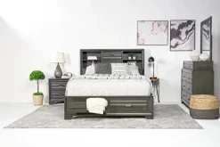 Andes Bookcase Bed W/ Storage In Charcoal, Twin