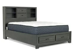 Andes Bookcase Bed W/ Storage In Charcoal, Twin