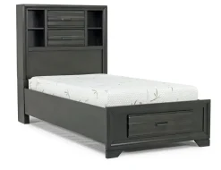 Andes Bookcase Bed W/ Storage In Charcoal, Twin