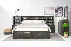 Andes Wall Bed, Dresser & Mirror In Charcoal, Twin