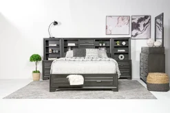 Andes Wall Bed, Dresser & Mirror In Charcoal, Twin
