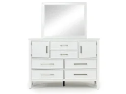 Andover Panel Bed, Dresser, Mirror & Nightstand In White, Twin