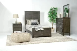 Andover Panel Bed, Dresser, Mirror & Nightstand In White, Twin