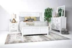 Andover Panel Bed, Dresser, Mirror & Nightstand In White, Twin