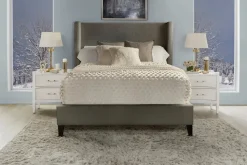 Angel Upholstered Panel Bed In Charcoal, Queen