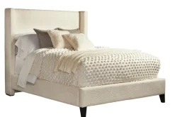 Angel Upholstered Panel Bed In Charcoal, Queen