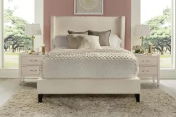 Angel Upholstered Panel Bed In Charcoal, Queen