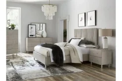 Argento Panel Bed, Dresser, Mirror & Nightstand In Misty Gray, Full