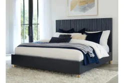 Argento Panel Bed In Navy Blue, Full