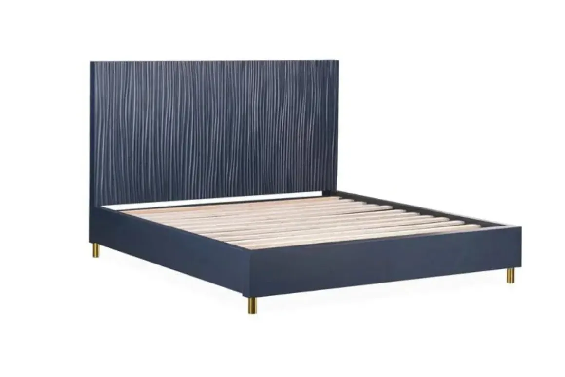Argento Panel Bed In Navy Blue, Full