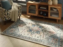 Arlenmont Classic Rug In Blue/White/Brown, 5’ X 7’