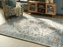 Arlenmont Classic Rug In Blue/White/Brown, 5’ X 7’