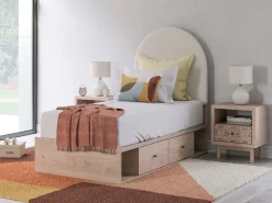 Arloster Panel Bed W/ 2 Drawer Storage In White, Twin