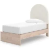 Arloster Upholstered Panel Bed In White, Twin