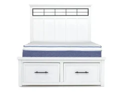 Ashbryn Storage Bed, Dresser, Mirror & Nightstand In White, Queen