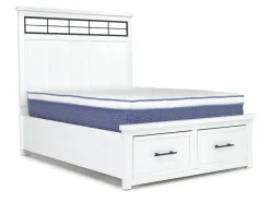 Ashbryn Storage Bed, Dresser, Mirror & Nightstand In White, Queen