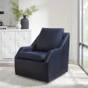 Asher Leather 360 Degree Swivel Chair In Ice