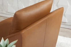 Asher Leather 360 Degree Swivel Chair In Ice