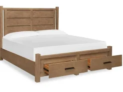Aspen Valley Panel Bed W/ Storage In Sierra Brown, Queen