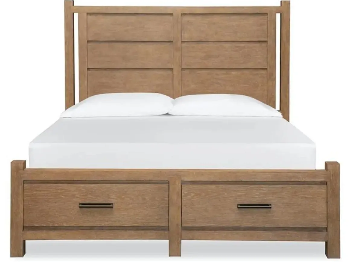 Aspen Valley Panel Bed W/ Storage, Dresser, Mirror & Nightstand In Sierra Brown, Queen
