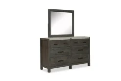 Aspen Valley Panel Bed W/ Storage, Dresser, Mirror & Nightstand In Sierra Brown, Queen