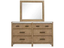 Aspen Valley Panel Bed W/ Storage, Dresser, Mirror & Nightstand In Sierra Brown, Queen