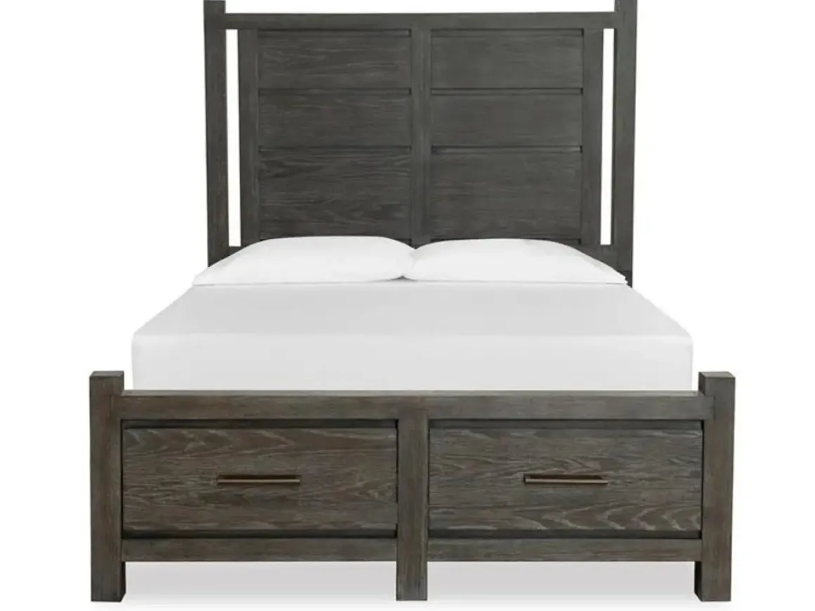 Aspen Valley Panel Bed W/ Storage, Dresser, Mirror & Nightstand In Sierra Brown, Queen