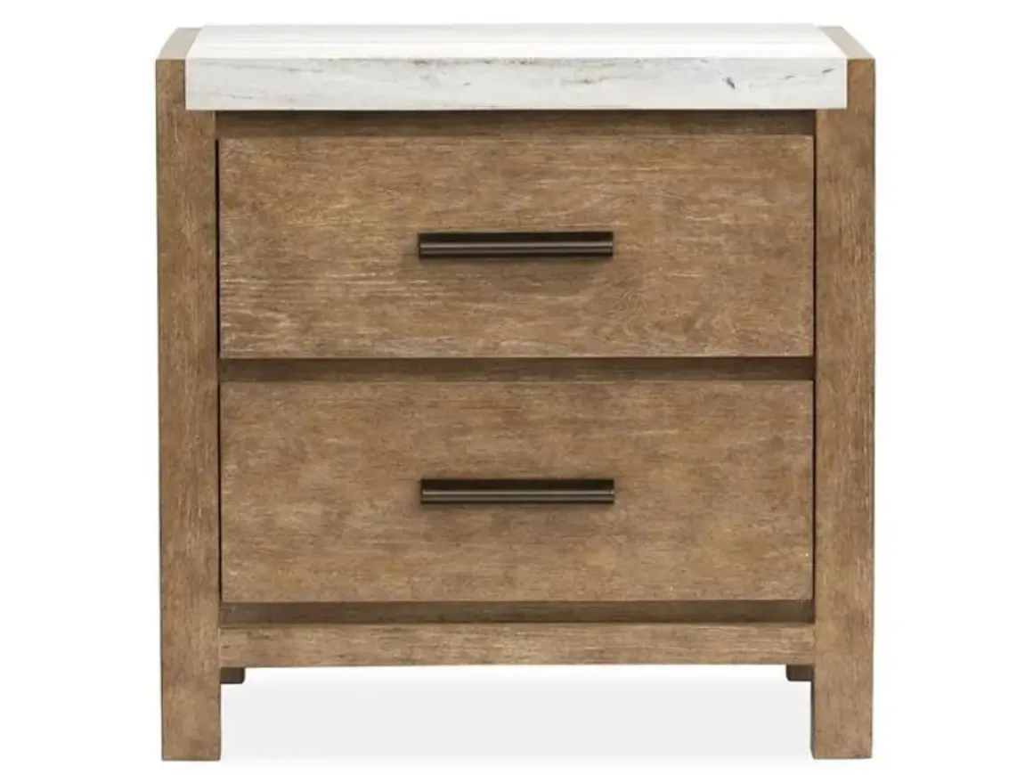 Aspen Valley Panel Bed W/ Storage, Dresser, Mirror & Nightstand In Sierra Brown, Queen