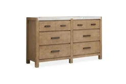 Aspen Valley Panel Bed W/ Storage, Dresser, Mirror & Nightstand In Sierra Brown, Queen