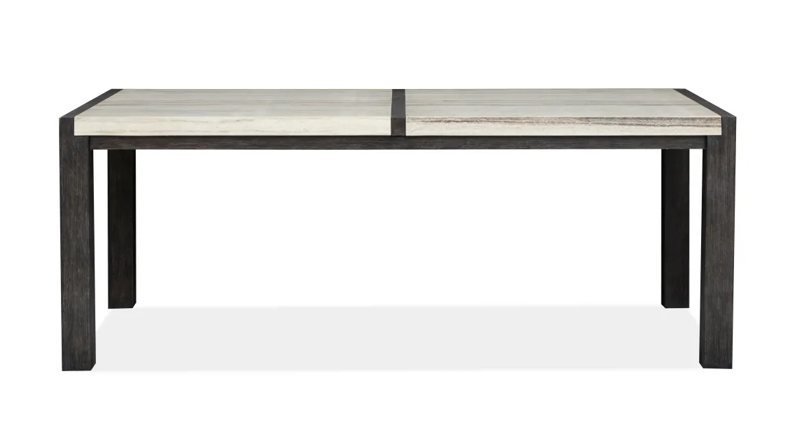 Aspen Valley Stone Top Dining Table, 4 Chairs & 2 Upholstered Chairs In Ravenwood Black