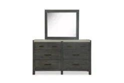 Aspen Valley Upholstered Panel Bed, Dresser, Mirror & Nightstand In Sierra Brown, Queen